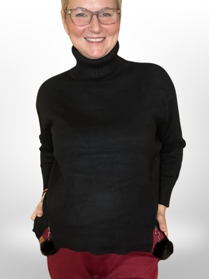 SVETR S ROLÁKEM A KOŽEŠINOVÝMI BAMBULKAMI  ZINA 045 – ČERNÝ