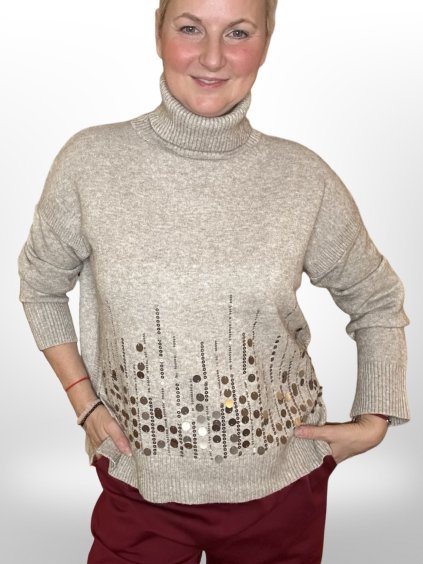 SVETR S ROLÁKEM A MATNÝMI FLITRY URSTA 5316 – CAPPUCCINO