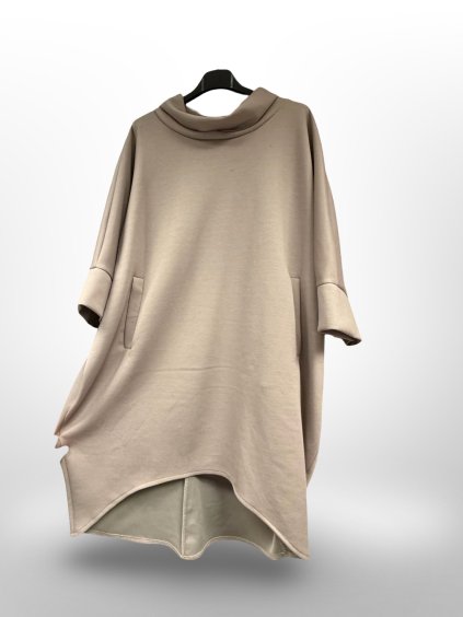 TUNIKOVÉ ŠATY S ROLÁKEM - CAPPUCCINO