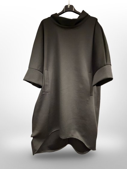 TUNIKOVÉ ŠATY S ROLÁKEM - ČERNÁ