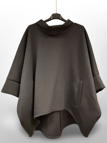 ASYMETRICKÁ MIKINA S ROLÁKEM - ČERNÁ