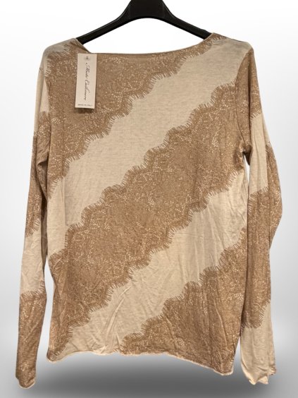 PODVLÍKACÍ TRIČKO S KAŠMÍREM - BÉŽOVÁ VZOR