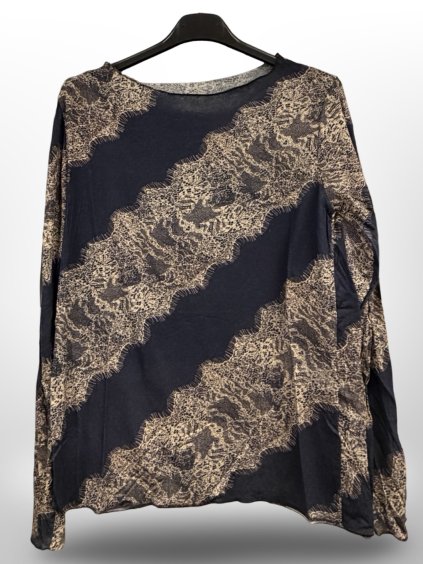 PODVLÍKACÍ TRIČKO S KAŠMÍREM - MODRÁ VZOR