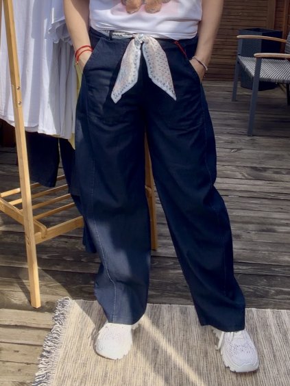 KALHOTY BARREL JEANS - MODRÁ