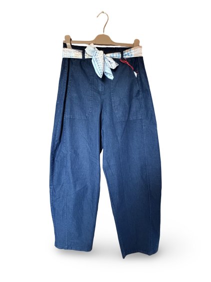 KALHOTY BARREL JEANS - MODRÁ