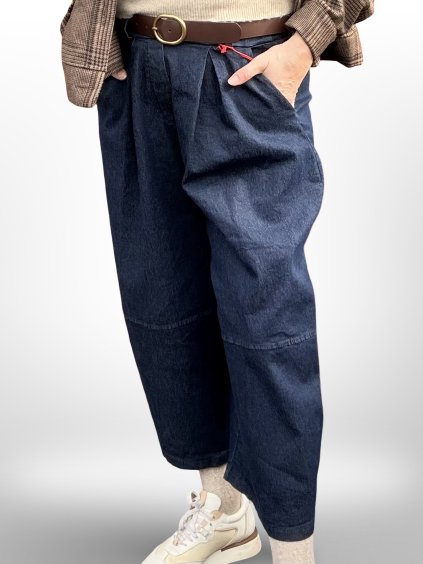 KALHOTY BARREL JEANS - MODRÁ