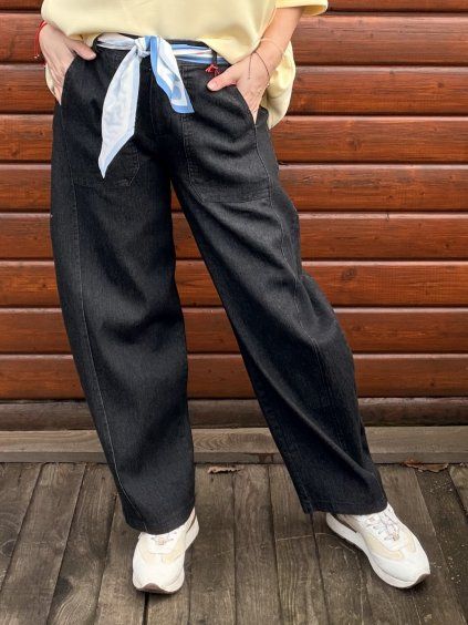 KALHOTY BARREL JEANS - ŠEDÁ