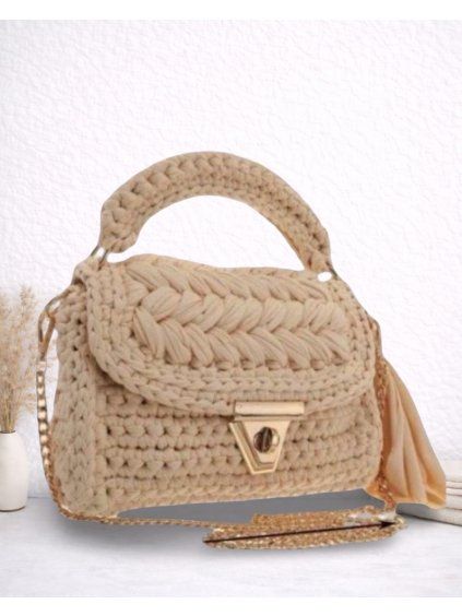 MÓDNÍ MACRAME KABELKA - BÉŽOVÁ