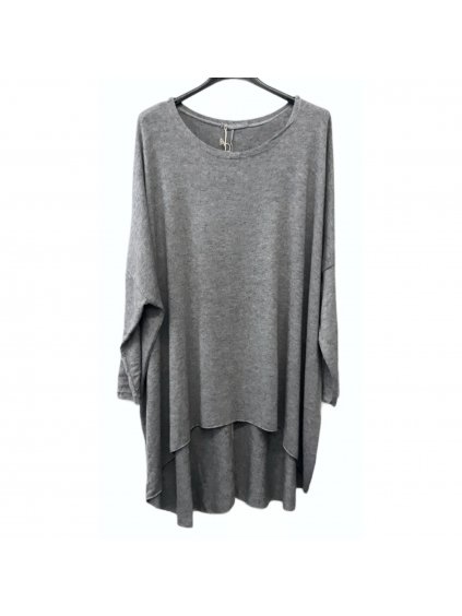 Úpletové oversize triko - šedé