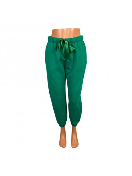Zateplené teplákové kalhoty- zelené