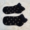 Dámské  kotníkové ponožky se vzorem a krajkou - černé
