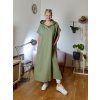 Taffi Dlouhé šaty s kapucí - olivové