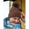Čepice s  bambulí - marrone