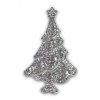 Vánoční brož 05976- "stříbrný" stromeček s čirými kamínky
