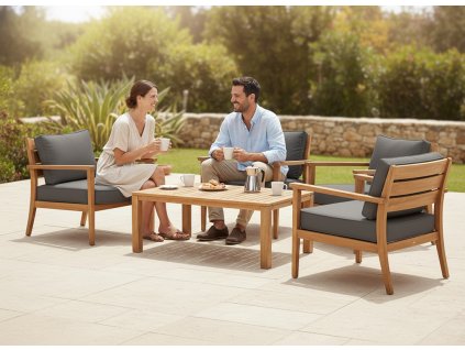 zahradne kreslo lounge Chios teakove drevo