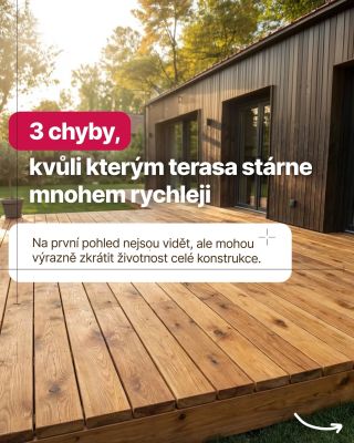 Spousta problémů s terasou nezačne po 10 letech. Začne už při stavbě. Toto jsou 3 časté chyby: 1. Prkna položená přímo na...