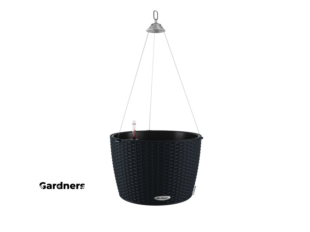 Samozavlažovací závěsný květináč Nido Cottage 35 cm, černá  + doprava zdarma
