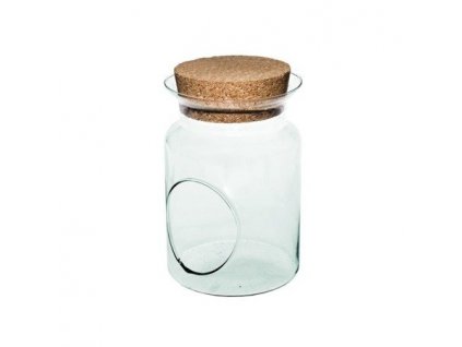 eng pm Glass jar vase W 332N side hole cork H 20cm D 14cm 411 1