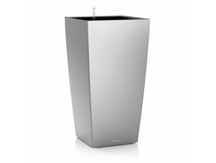 Samozavlažovací květináč Cubico Premium 40 cm, stříbrná