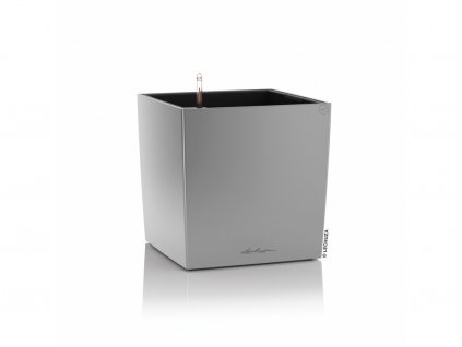 Samozavlažovací květináč Cube Premium 30 cm, stříbrná