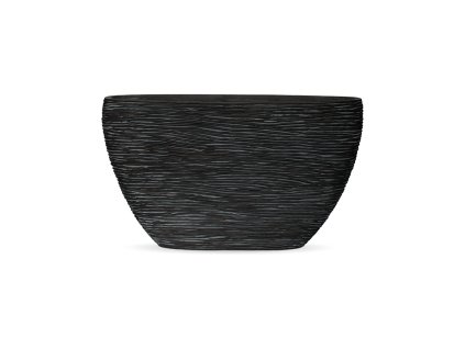 Obal Capi Nature Rib - Planter Oval Black, průměr 14 cm