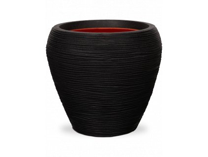 Obal Capi Nature Rib NL - Vase Taper Round Black, průměr 42 cm