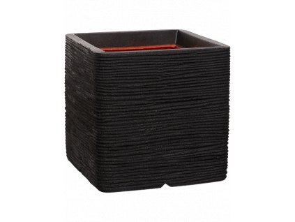 Obal Capi Nature Rib NL - Planter Square Black, průměr 50 cm