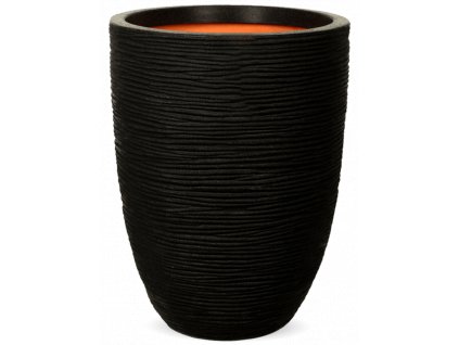 Obal Capi Nature Rib NL - Vase Elegant Low Black, průměr 46 cm