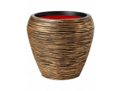 Obal Capi Nature Rib NL - Vase Taper Round Black Gold, průměr 42 cm