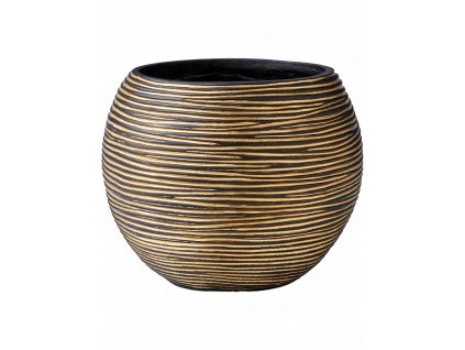 Obal Capi Nature Rib - Vase Ball Black Gold, průměr 21 cm