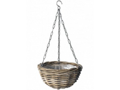 Obal Rattan - Hanging Basket Antique Grey, průměr 30 cm