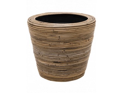 Obal Drypot Rattan Stripe - Round grey, průměr 38 cm