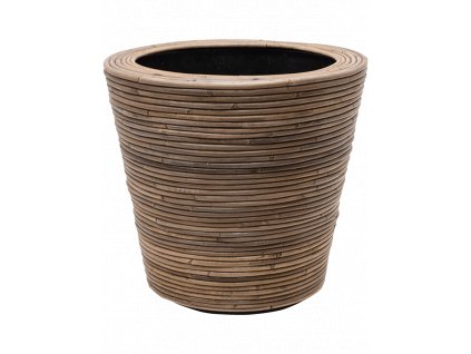 Obal Drypot Rattan Stripe - Round grey, průměr 38 cm