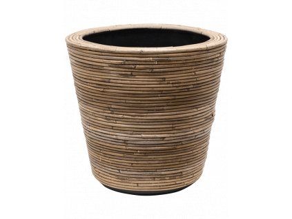 Obal Drypot Rattan Stripe - Round Grey, průměr 43 cm