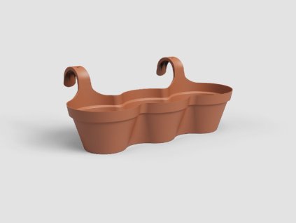 Květináč CAPRI, balkonový, trojitý, 54 cm, plast, hnědá/terakota