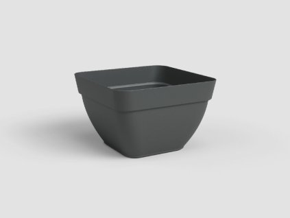 Květináč CAPRI, čtvercový, 37 cm, plast, tmavě šedá