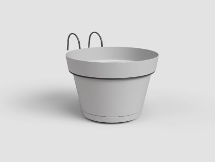 Květináč CAPRI, závěsný, na balkon, 20 cm, plast, světle šedá