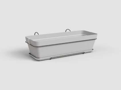 Truhlík CAPRI, závěsný, balkonový, 50 cm, plast, světle šedá