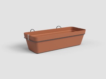Truhlík CAPRI, závěsný, se zásob. na vodu, 50 cm, plast, hnědá/terakota