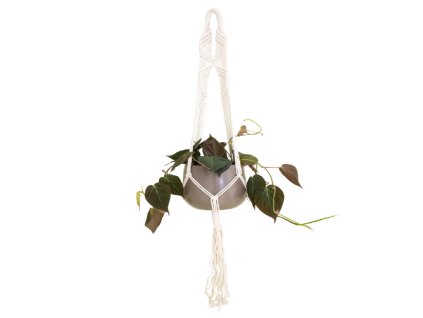81297 zaves na kvetinac macrame 100 cm macrame bila