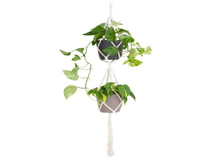 81309 zaves na kvetinac macrame dvojity 120 cm macrame bila