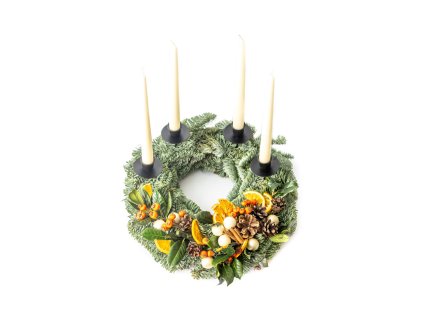 91775 adventni venec na stul konicke svicky kremove oranzovy