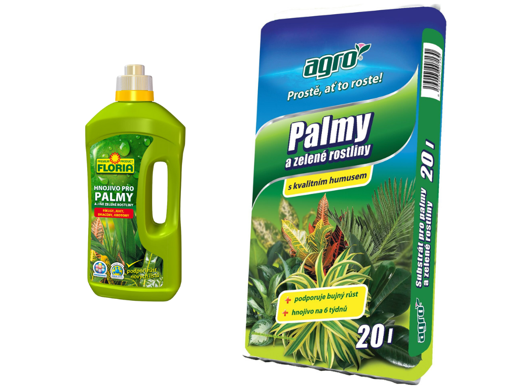 Set substrát a hnojivo pro zelené rostliny a palmy, L
