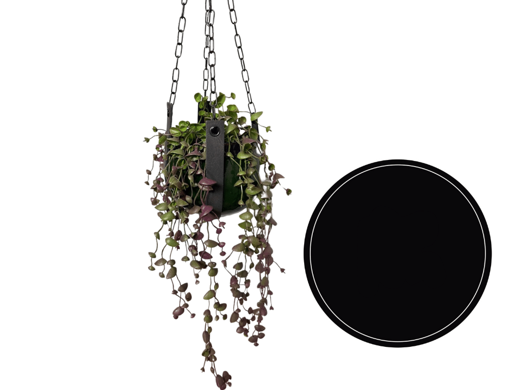 Kožený závěs na květináč, černá