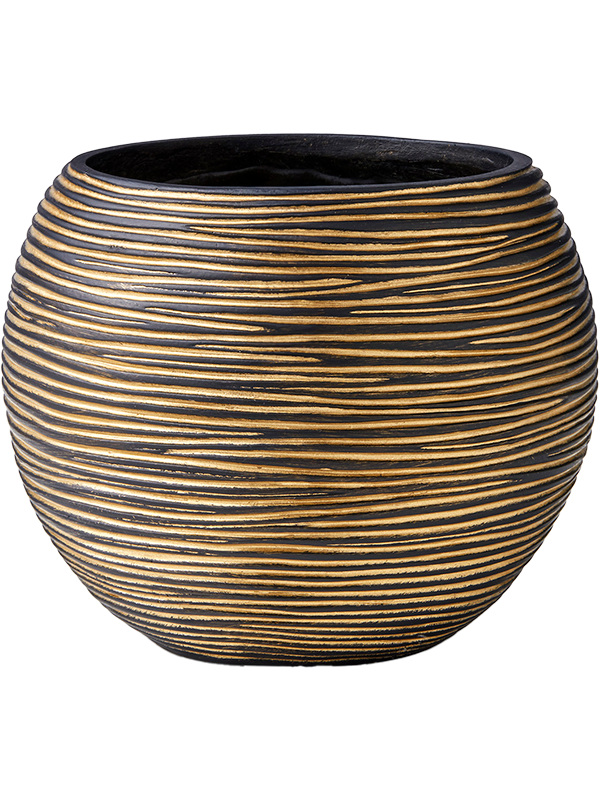 Obal Capi Nature Rib - Vase Ball Black Gold, průměr 12 cm