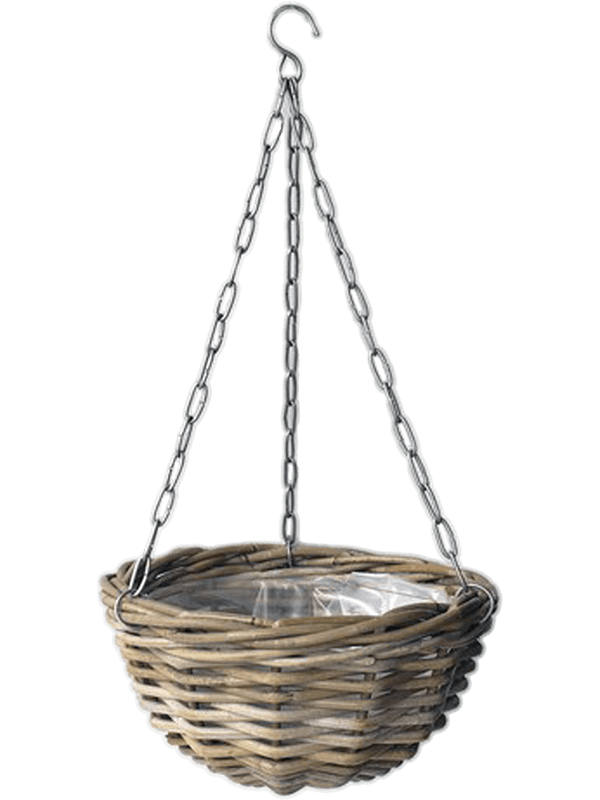 Obal Rattan - Hanging Basket Antique Grey, průměr 30 cm