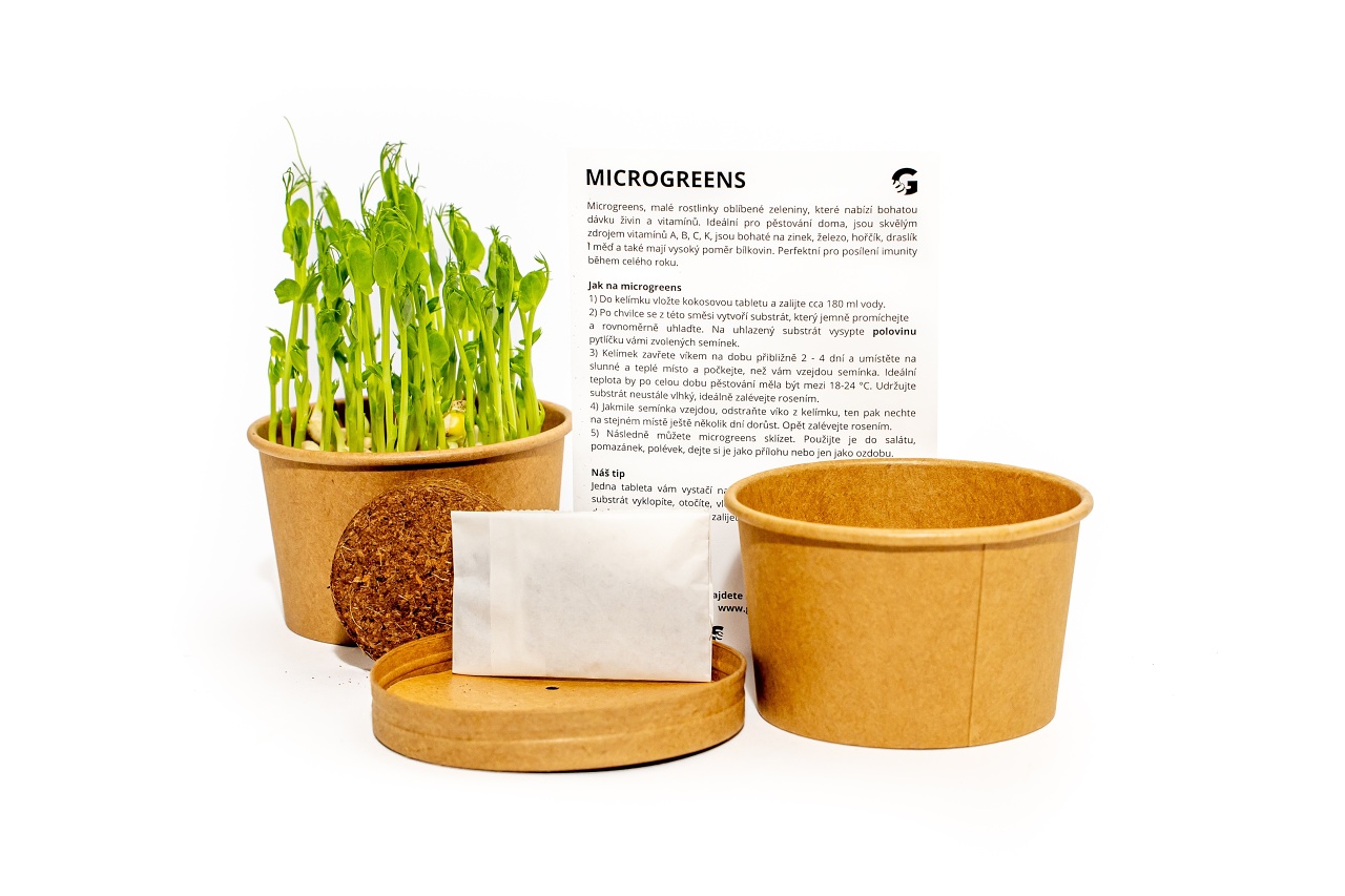 Microgreens Gardners "Vypěstuj si sám" pěstební kelímek - Hrášek Taiga