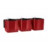 Sada 3 samozavlažovacích květináčů Cube Glossy Green Wall Home Kit, červená
