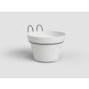 Květináč CAPRI, závěsný, na balkon, 20 cm, plast, bílá