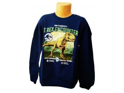 Chlapecká mikina JURSKÝ SVĚT T-Rex přes hlavu modrá